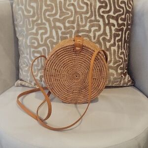 Round Woven Tan Bag